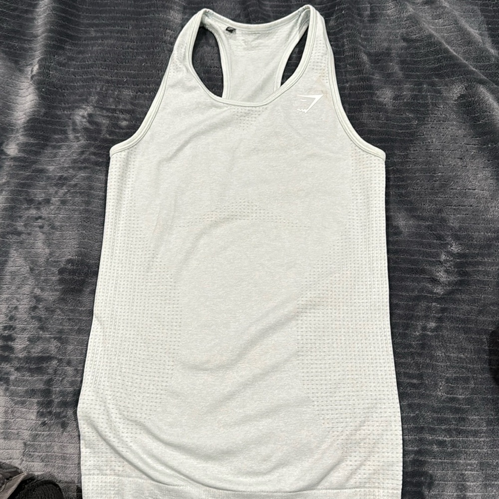 Gymshark Light Gray/green Racerback Tank Top